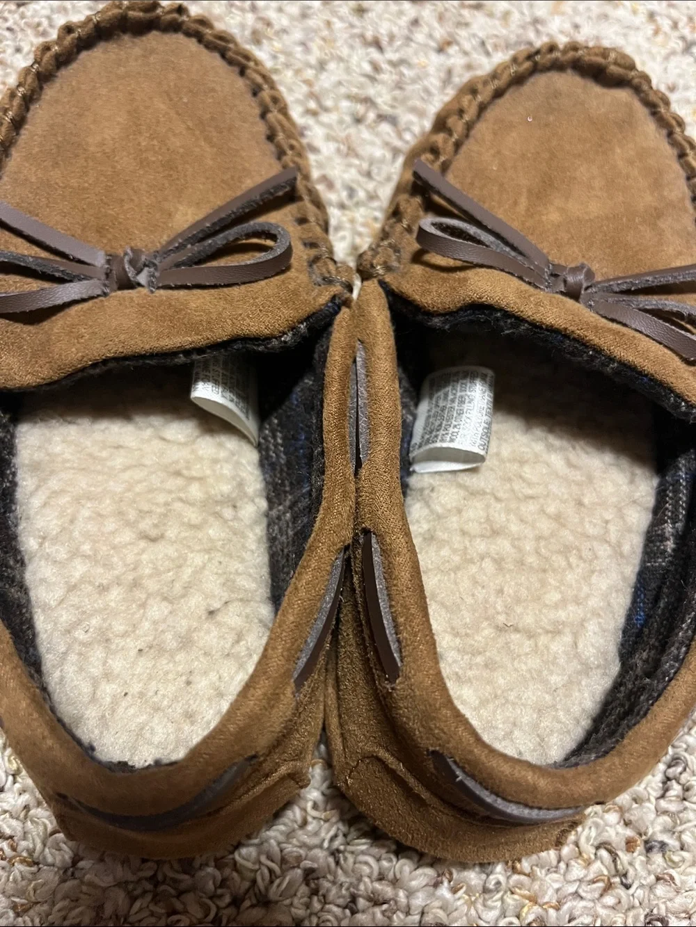 Target Kids Brown Suede Moccasin Slippers with Bow